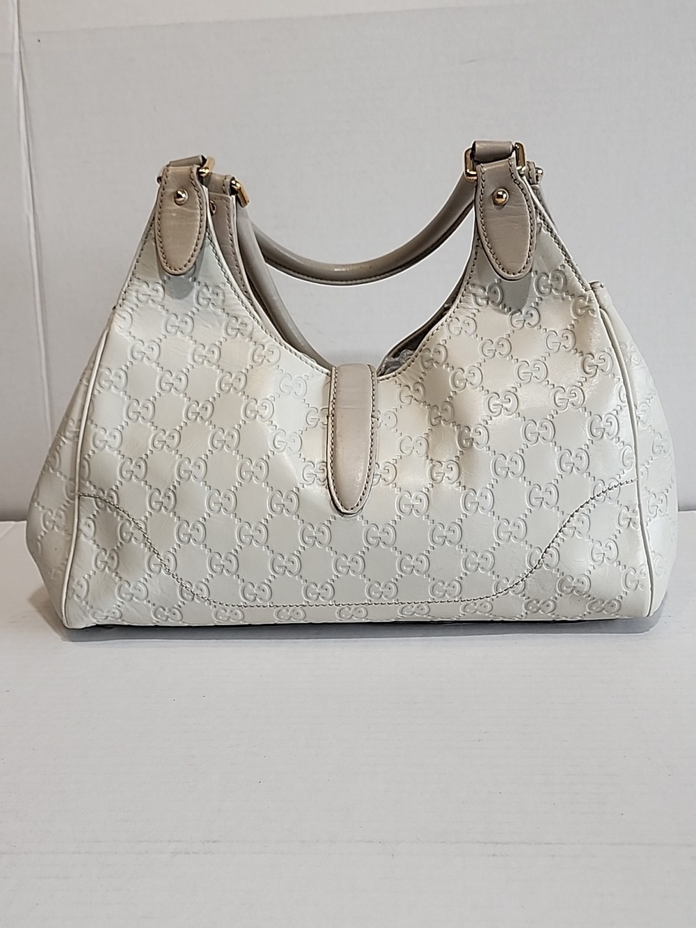 GUCCI Guccissima Vintage White Leather Jackie Bardot Shoulder Bag - Picture 3 of 15